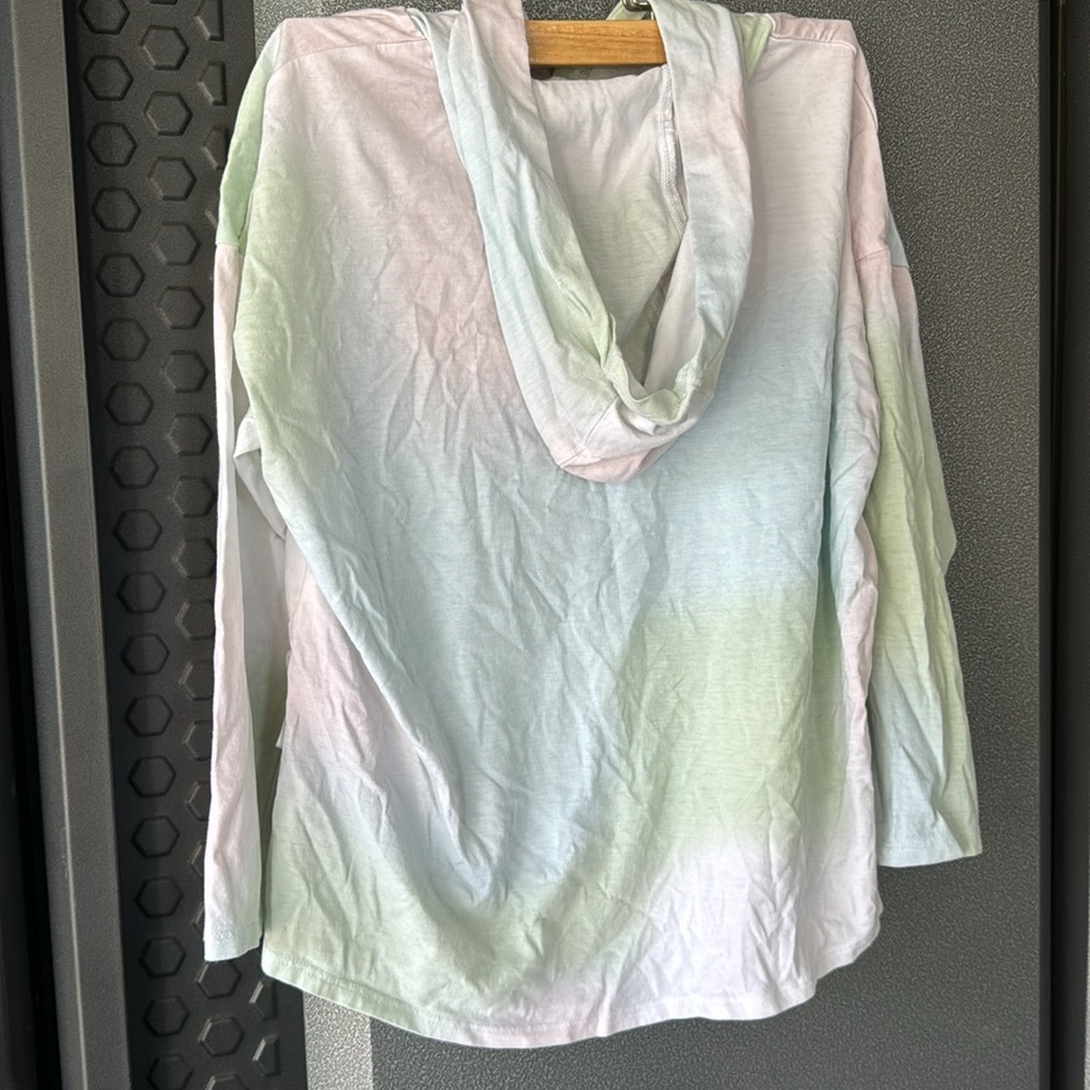 Girls Adidas tie die high low tee hoodie Sz Small 7/8 - Picture 8 of 9